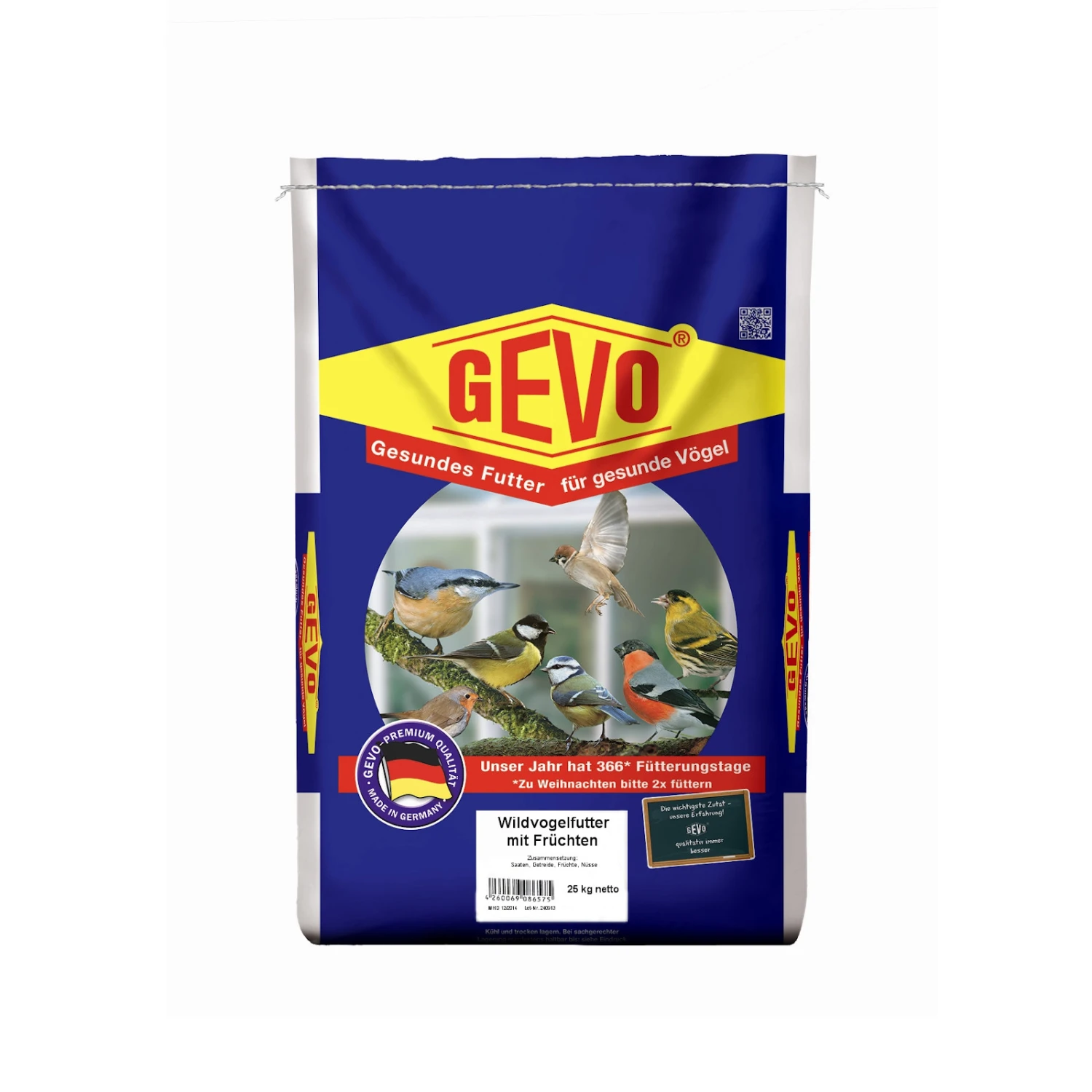 Gevo Wildvogelfutter Mit Früchten 25kg 2 Gevo Wildvogelfutter Mit Früchten 25kg – Bild 2